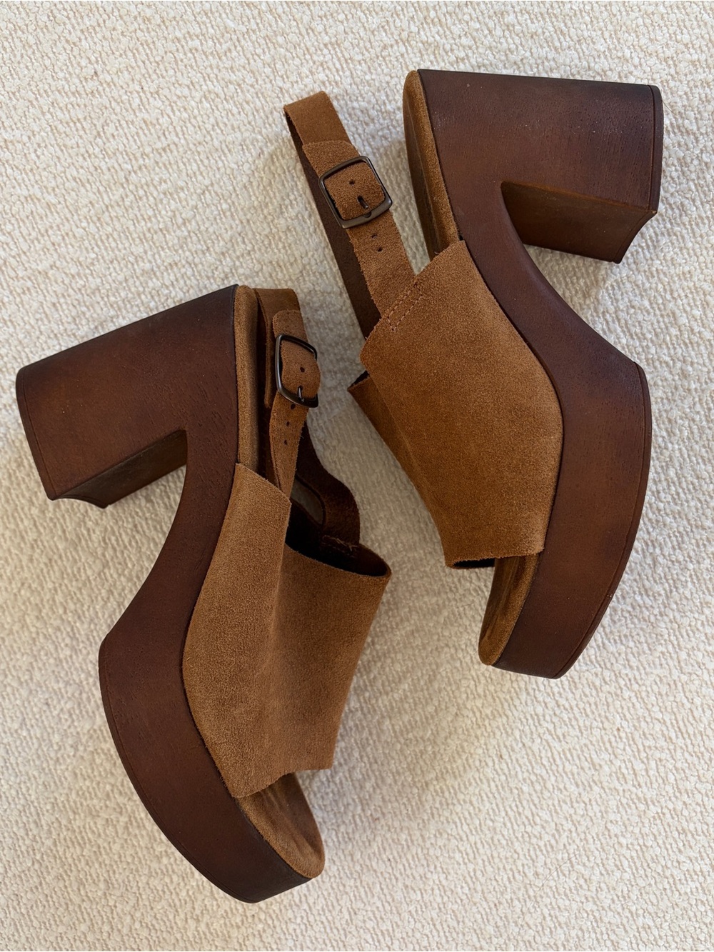 Women's Brown Suede Platform Sandal - Classic Block Heel